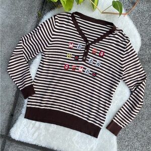 Brown and Cream Striped Weird Sweater